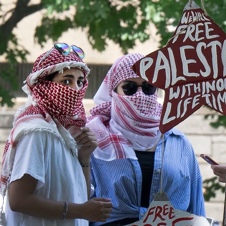 Protesters gather at Drexel University campus during a new Pro-Palestinian encampment.