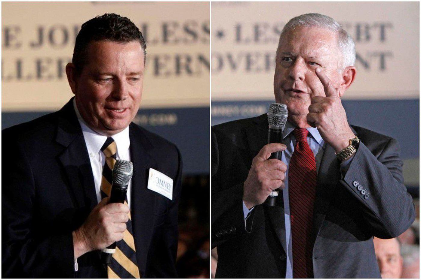 Andy Reilly (left), the former chairman of the Republican Party in Delaware County, is challenging Bob Asher (right) for the Republican National Committee seat Asher has held since 1998.