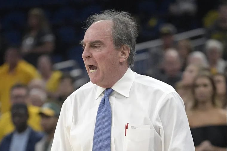 Temple head coach Fran Dunphy calls out instructions during the first half of the American Athletic Conference quarterfinal against Wichita State Friday in Orlando.