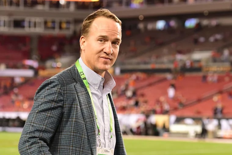 Soon-to-be NFL Hall of Famer Peyton Manning will host a "Monday Night Football" MegaCast on ESPN2 for 10 games this season, alongside younger brother Eli Manning.