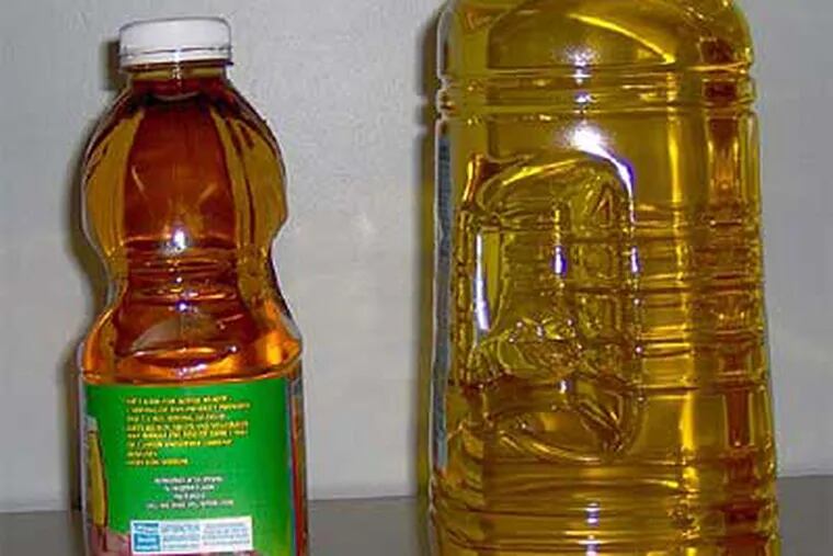 After mistaking tiki torch lamp oil for apple juice, an 84-year-old woman died when she drank the substance. The torch oil bottles resemble juice containers and the amber color of the liquid is indistinguishable from the juice.