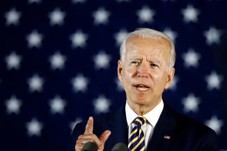 Democratic presidential candidate, former Vice President Joe Biden speaks, Wednesday, June 17, 2020, in Darby, Pa. (AP Photo/Matt Slocum)