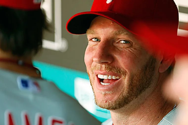 Roy Halladay pitched just the second perfect game in Phillies' history. (AP Photo/Wilfredo Lee)