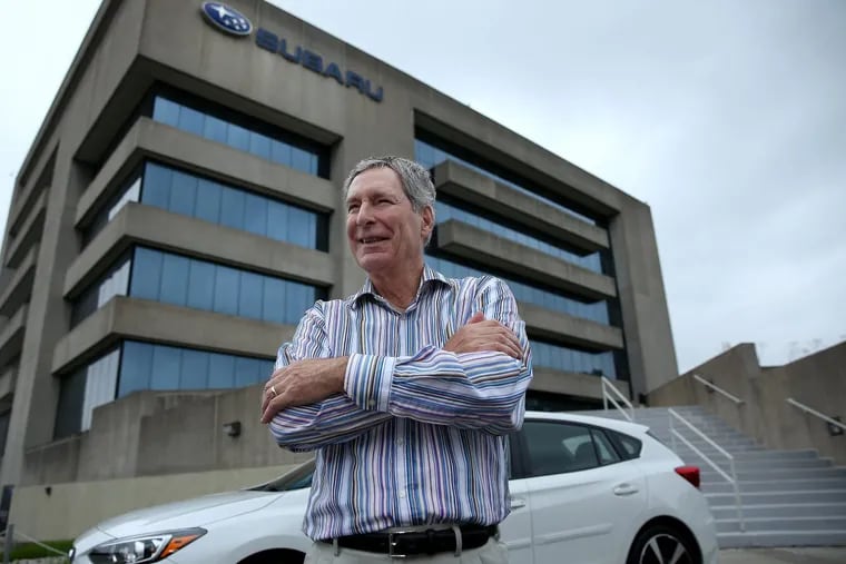 Thomas Doll, president and chief operating officer for Subaru of America, Inc., stands in front of Subaru’s headquarters in Cherry Hill.  DAVID MAIALETTI / Staff Photographer