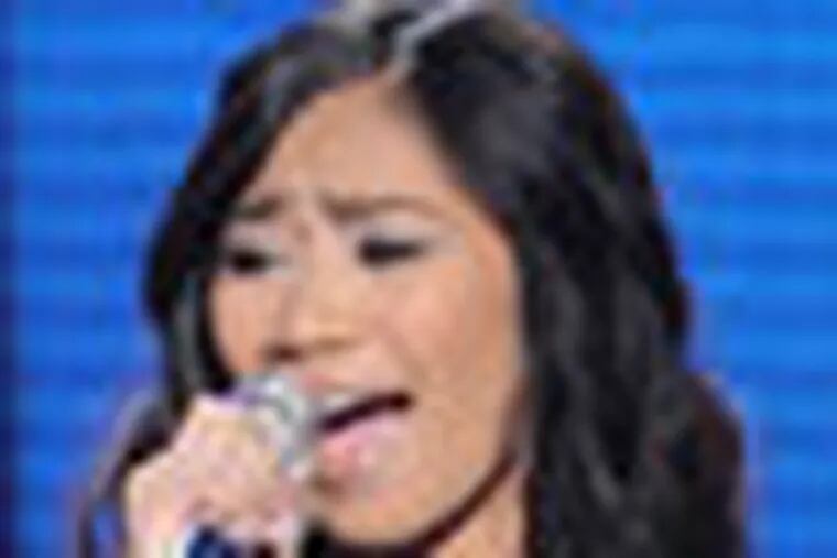This image provided by FOX-TV shows American Idol finalist Jessica Sanchez performing Thursday May 17, 2012. The booming 20-year-old vocal powerhouse from Westlake, La., Joshua Ledet was revealed Thursday to have received the fewest viewer votes on the Fox talent contest, leaving bluesy 21-year-old crooner Phillip Phillips of Leesburg, Ga., and sassy 16-year-old budding diva Jessica Sanchez of San Diego, to compete for the show's record deal grand prize on next week's finale. (AP Photo/Michael Becker, FOX)