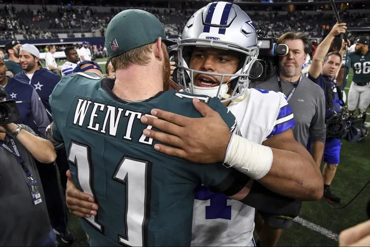 Carson Wentz and the Eagles flattened Dallas in their only meaningful game last season. The Birds are favored by 6.5 points ahead of this Sunday night's game at Lincoln Financial Field.