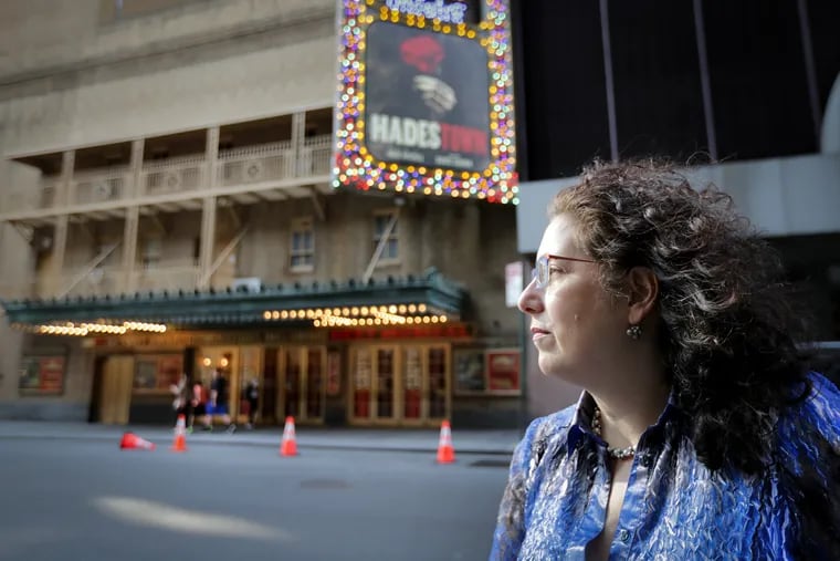 Mara Isaacs, who is one of the producers for the hit Broadway musical "Hadestown," stops for a photo at the Walter Kerr Theatre on her way to Tony Honors event in Manhattan, NY on June 3, 2019. "Hadestown" is nominated for 14 Tony awards, including Best Musical. There are no performances on Mondays.