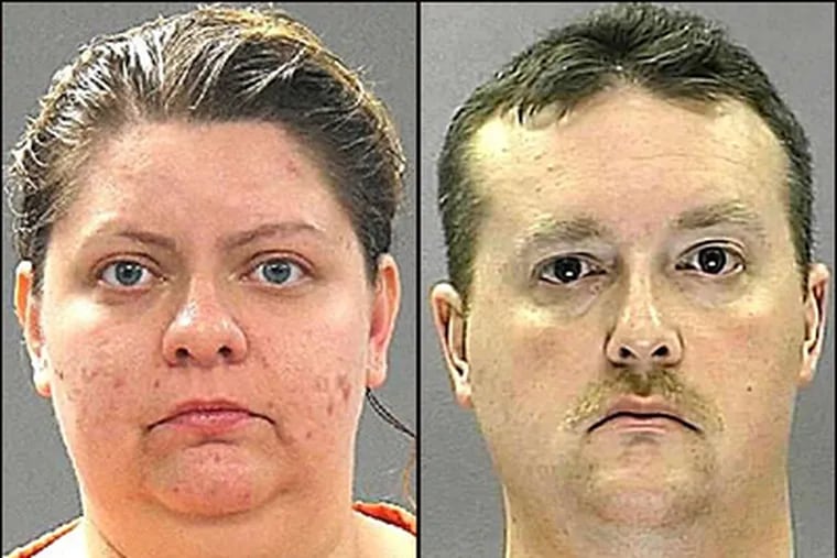 Heather Lewis and Robert Melia Jr., a suspended Moorestown police officer, are accused of restraining and sexually abusing three underage girls over eight years. (Burlington County Prosecutor's Office)