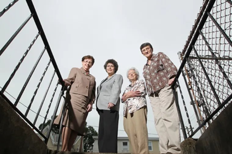 Sister Kathleen Coll (from left), Mary DeFusco, Sister Teresita Hinnegan, and Sister Terry Shields cofounded Dawn's Place in 2009. Michael Bryant / Staff Photographer)