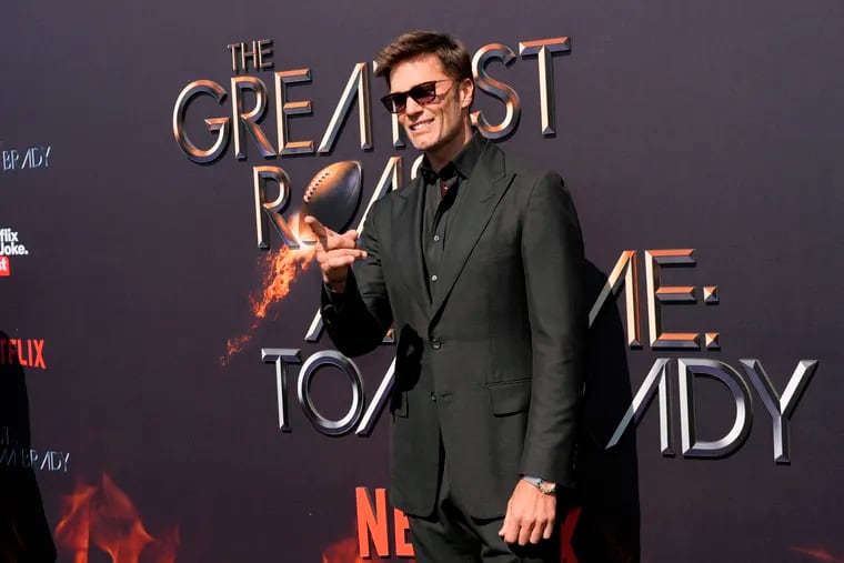 Tom Brady poses at "The Greatest Roast of All Time: Tom Brady" at the Kia Forum on Sunday in Inglewood, Calif.