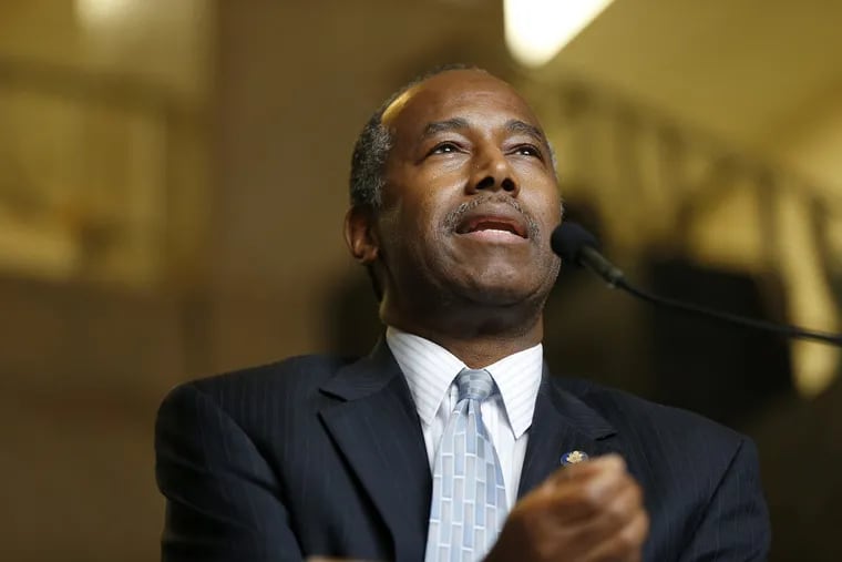 Ben Carson, the secretary of the U.S. Department of Housing and Urban Development, at Vaux Big Picture High School in Philadelphia in September.