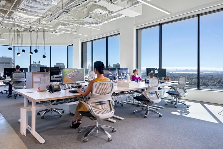 Gensler’s Oakland office, which shows an open plan with social distancing.