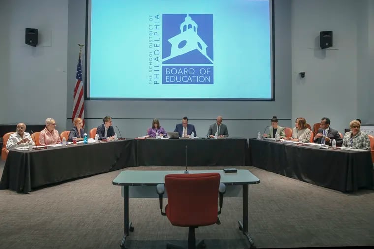 Some students are pushing to have youth voting members on the Philadelphia school board, shown in this 2018 file photograph. The board currently has two non-voting student members.
