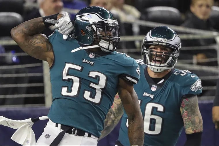 Eagles defensive linebacker Nigel Bradham remembers being drafted after a punter in 2011.