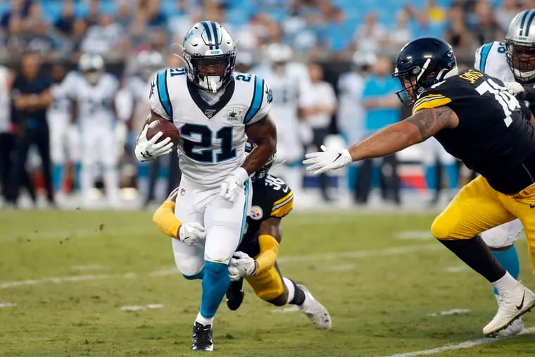 Elijah Holyfield (21) spent the regular season on the Carolina Panthers’ practice squad before becoming a free agent earlier this week.