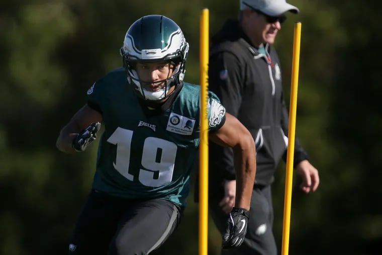 New Eagles wide receiver Golden Tate (19) runs a drill during practice at the NovaCare Complex in South Philadelphia on Thursday, Nov. 8, 2018. TIM TAI / Staff Photographer