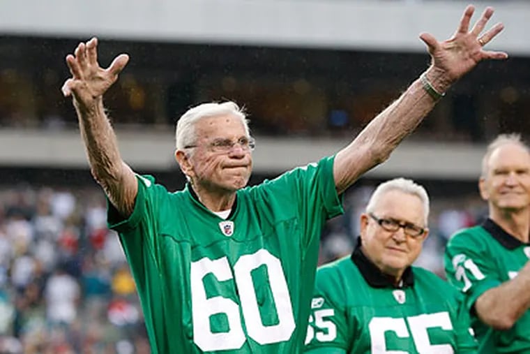 "I hope I live long enough to see it," Chuck Bednarik said about the statue being made of him. (Mel Evans/AP file photo)
