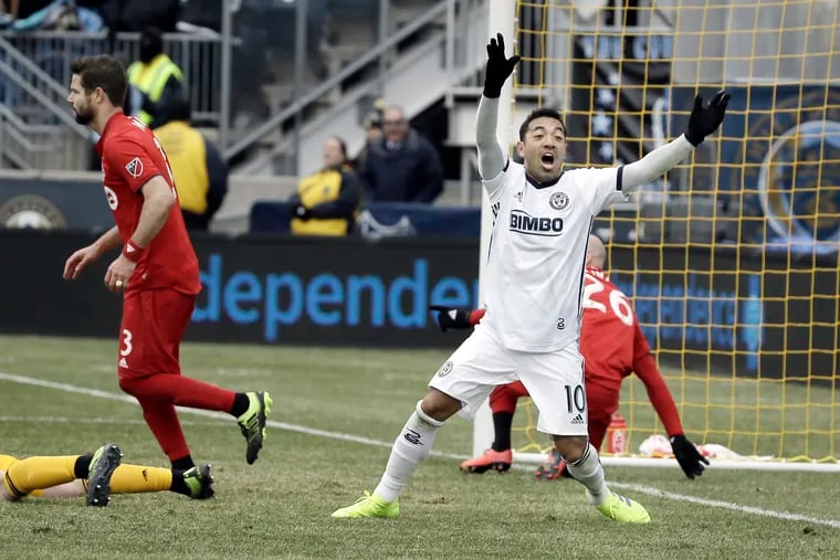 Marco Fabián played in the Union's season-opening loss to Toronto FC at Talen Energy Stadium.