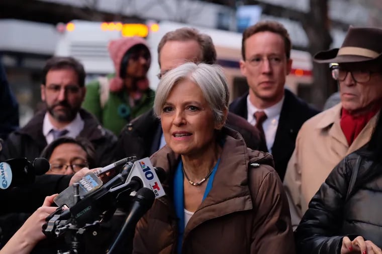Jill Stein holds a press conference at the federal courthouse in Philadelphia after a hearing on the Green Party's request for a statewide recount. Lawyers for the state, the Pennsylvania GOP and President-elect Donald Trump were lined up to oppose any review that might delay the certification of the state's vote.