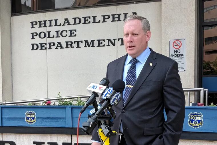 Homicide Capt. John Ryan speaks to reporters at a news conference late Monday afternoon at Police Headquarters.