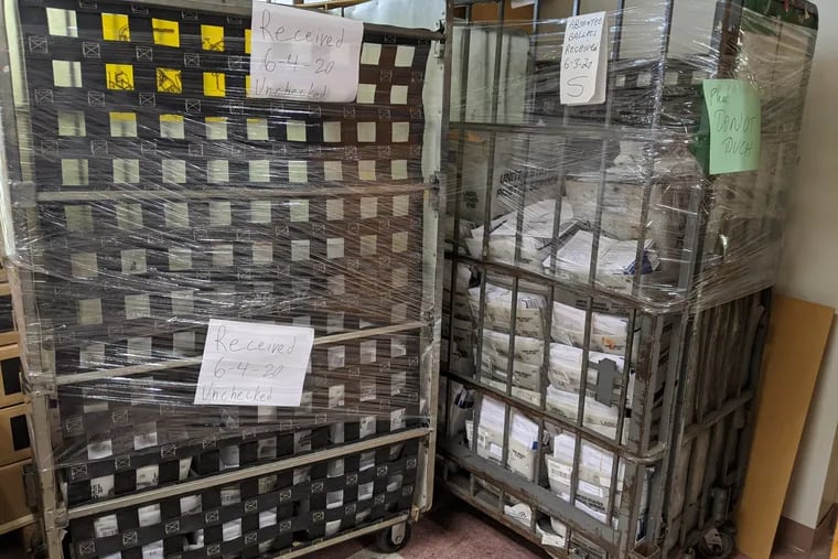 Some of the more than 14,600 mail ballots that arrived after the state deadline in Philadelphia.