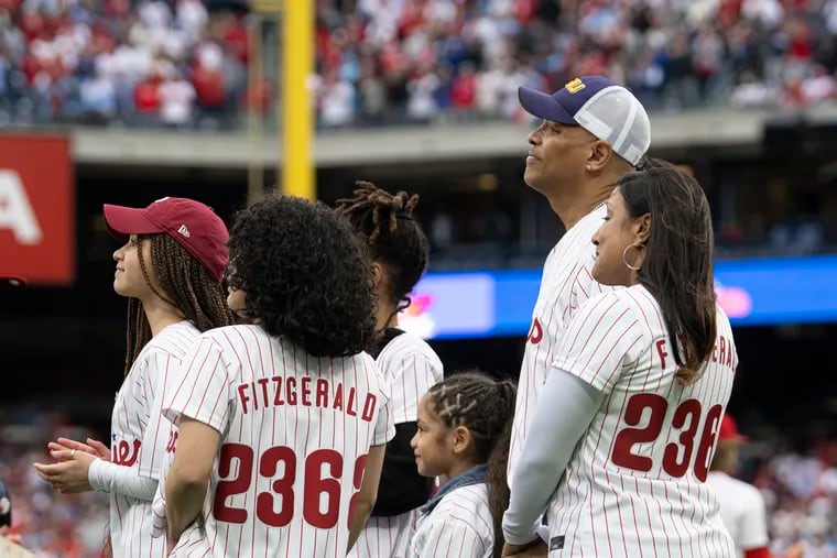 The Phillies and fans honored the family of fallen Temple University Police Sgt. Christopher Fitzgerald during a pregame ceremony at the home opener Friday at Citizens Bank Park.