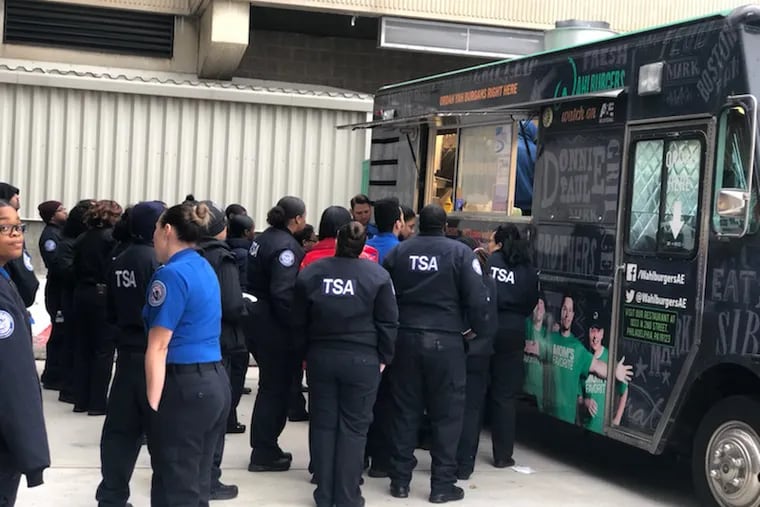 The electrician's union sent two food trucks to the Philadelphia Airport on Thursday to feed TSA officers, who are working without pay during the partial government shutdown. (Courtesy Philadelphia Building Trades)
