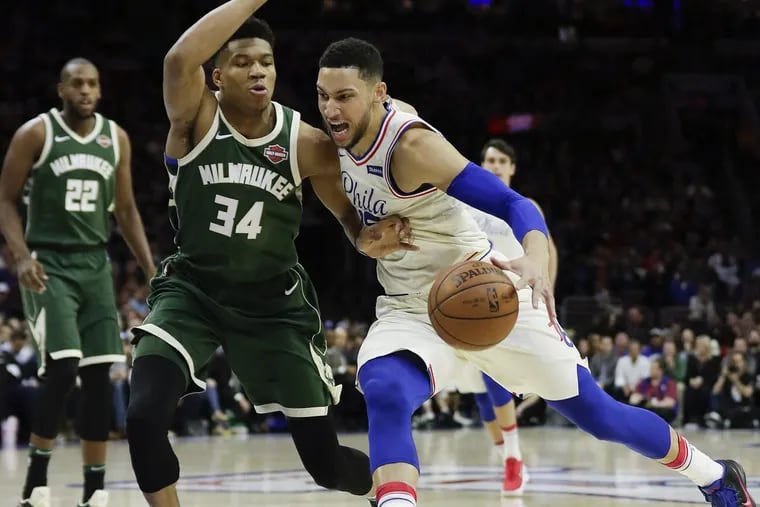 Milwaukee’s Giannis Antetokounmpo (34) figures to be the biggest obstacle for Ben Simmons and the Sixers to reach the NBA Finals for the first time in 19 years.