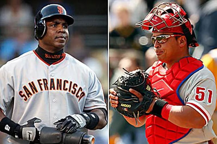 Barry Bonds is no more popular in these parts now then he was then, the poll on Carlos Ruiz seems to reflect an erosion of civic outrage regarding cheating. (Staff and AP Photos)