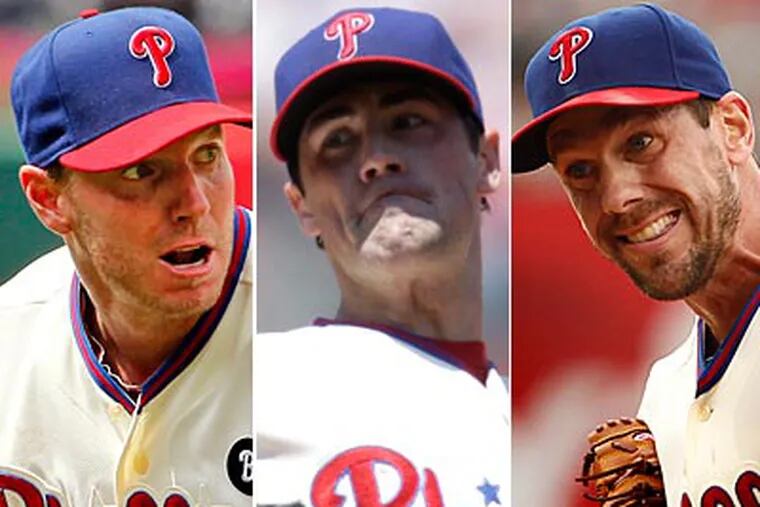 Roy Halladay, Cole Hamels and Cliff Lee all finished among the top five in NL Cy Young voting. (Staff Photos)