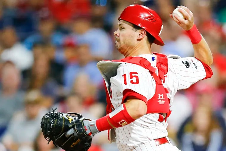Andrew Knapp started 30 games as the Phillies' backup catcher to J.T. Realmuto in 2019.