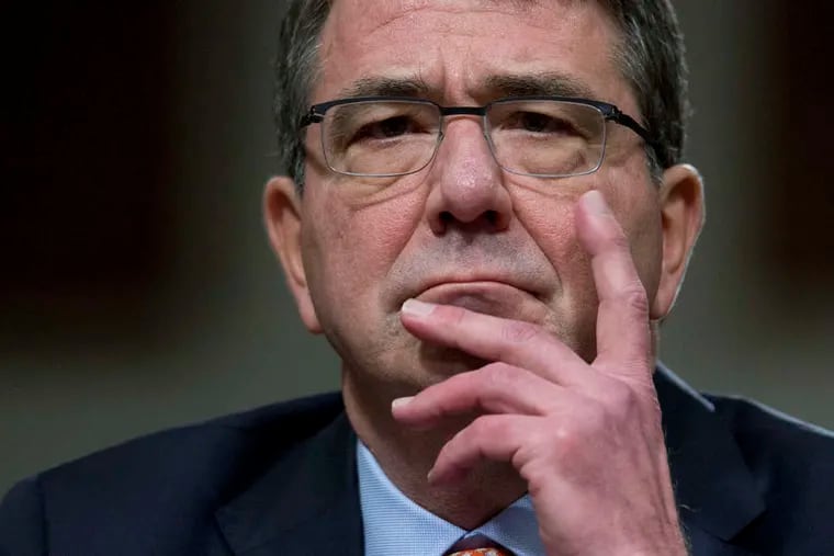 Ashton Carter, President Obama's nominee for defense secretary, during his first day of confirmation hearings. The Abington High grad is expected to win easy approval.