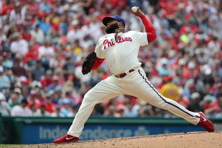 Phillies reliever Jose Alvarado pitches in the seventh inning Sunday against the Boston Red Sox.
