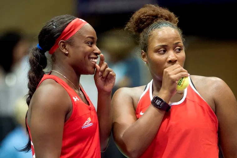 Taylor Townsend (right), pictured here with teammate Sloane Stephens (left), has been the MVP of the Freedoms' dominant season this summer.