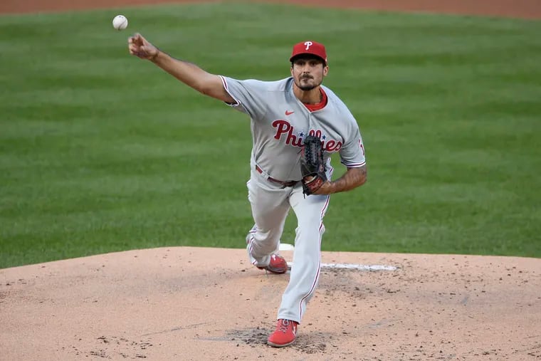 Phillies starting pitcher Zach Eflin delivers in the first inning on Wednesday.