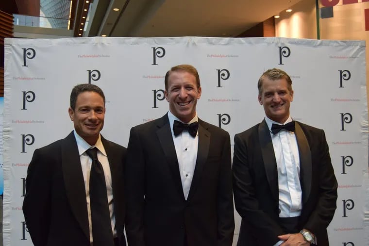 Gary Alan Frank, center, was charged Friday in a $30 million loan fraud. He is shown here at Opening Night of the Philadelphia Orchestra in Sept. 2016 at the Kimmel Center