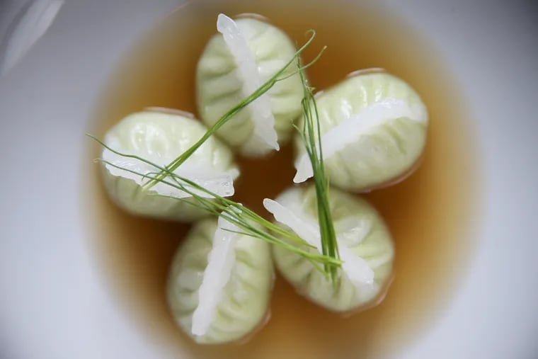 The edamame dumplings are pictured at Buddakan in Philadelphia's Old City on Tuesday, Oct. 9, 2018.