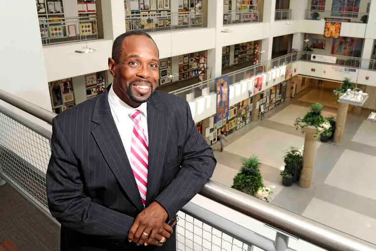 Leroy Nunery, now acting superintendent, at the atrium at School District headquarters on North Broad Street. He said he intended to &quot;work hard at restoring confidence and credibility. . . . This has been a difficult time.&quot;