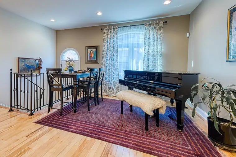 The nook in the three-story Manayunk townhouse for the couple's grand piano.
