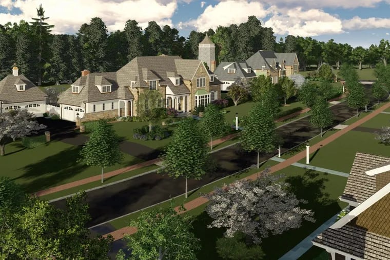 Pohlig Homes plans to build 15 luxury custom homes on nearly 10 acres of the Ardrossan estate grounds. A streetscape from the builder depicts what the homes may look like.