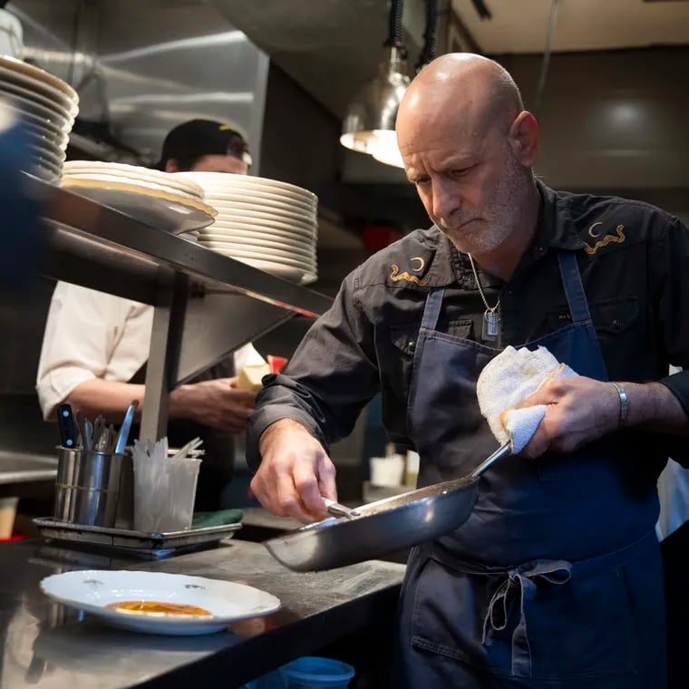 Marc Vetri works in the kitchen at Vetri Cucina in Philadelphia, Pa. on Tuesday, March 19, 2024.