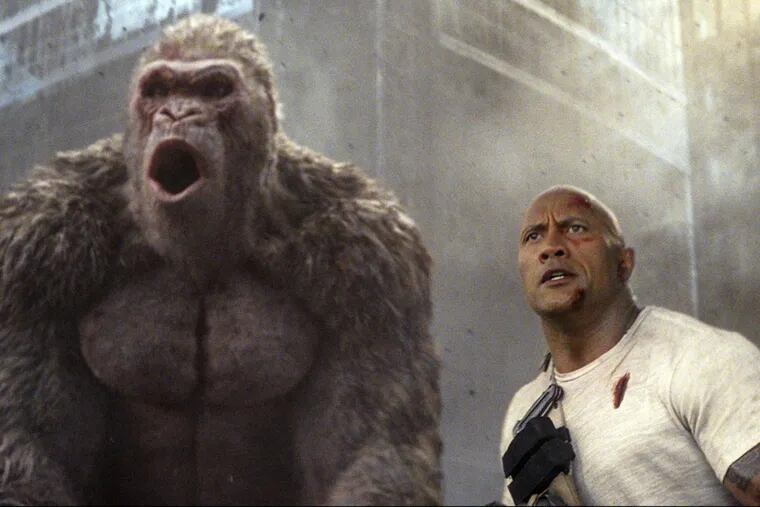 &quot;Rampage&quot;: Dwayne Johnson as Davis Okoye (right) and Jason Liles as George.