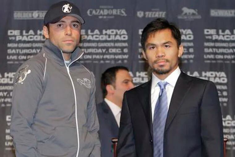 &quot;This is the fight of my life,&quot; Manny Pacquiao (right) said of stepping into the ring with Oscar De La Hoya (left). Pacquiao has won world titles in several weight divisions.