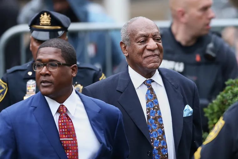 Bill Cosby arrives for sentencing in his sexual assault trial at the Montgomery County Courthouse in Norristown on Monday.