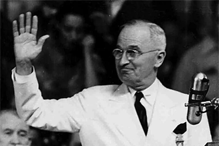 Harry S. Truman , accepting the nomination at the Democratic convention in Phila., 1948.