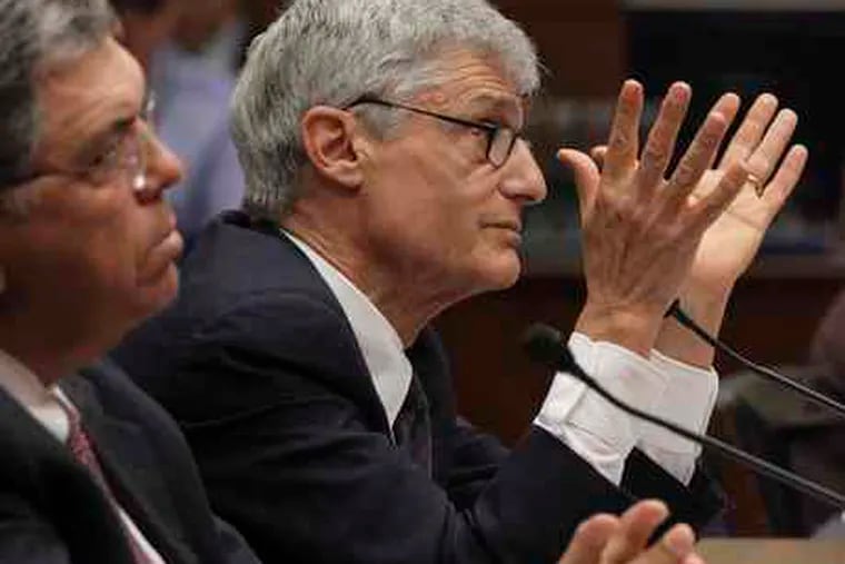Charles Prince (left) and Robert Rubin testifying about Citigroup. &quot;It's unbelievable what's coming out of their mouths,&quot; Michael Lewis said.