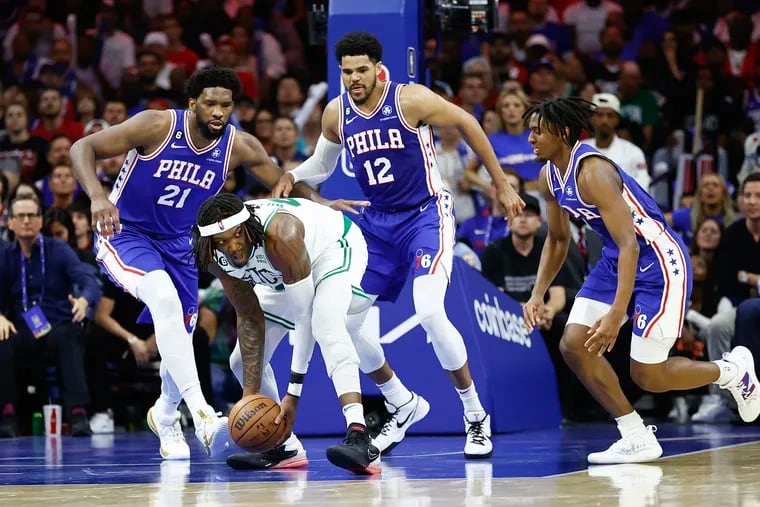 Joel Embiid, Tobias Harris and Tyrese Maxey will be key cogs in the Sixers' approach this season, whether James Harden returns or holds out.