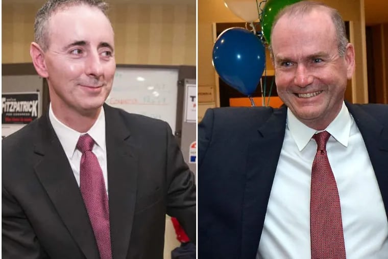 U.S. Rep. Brian Fitzpatrick, a Bucks County Republican, and Democrat Scott Wallace (right) are facing off in one of the toughest U.S. House races in the Philadelphia region.