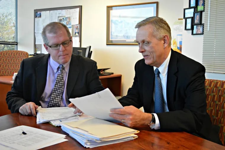 Former West Chester Area School District superintendent Jim Scanlon (right), pictured in this 2018 photo, is expected to be named interim superintendent in Central Bucks.