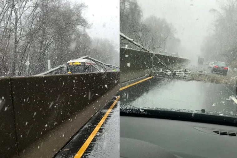 I-76 eastbound after a tree fell onto a SEPTA bus during Friday’s powerful nor’easter.